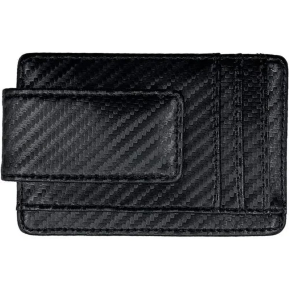 NEW MONEY Clip RFID Front Pocket Wallet Black (Carbon Fiber Leather)
